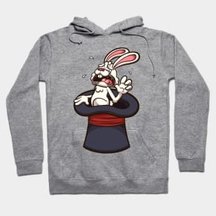 Frightened White Rabbit In Magician Hat Hoodie